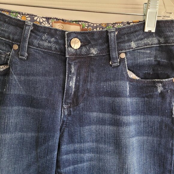 Paige Jeans Size 28 Blue Heights Skinny Dark Wash Distressed Stretch - Picture 5 of 10